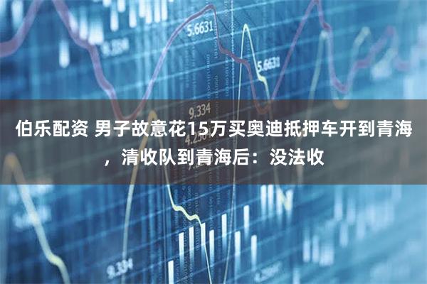 伯乐配资 男子故意花15万买奥迪抵押车开到青海，清收队到青海后：没法收