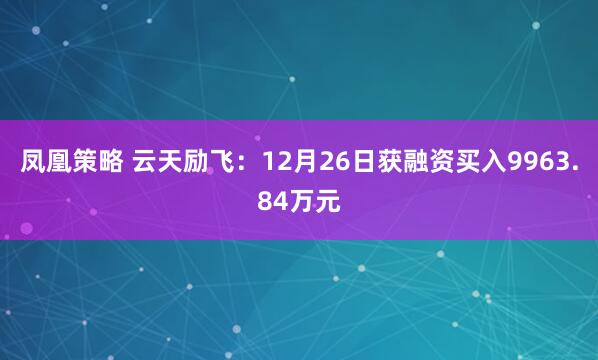 凤凰策略 云天励飞：12月26日获融资买入9963.84万元