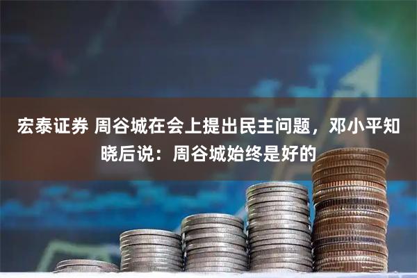 宏泰证券 周谷城在会上提出民主问题，邓小平知晓后说：周谷城始终是好的