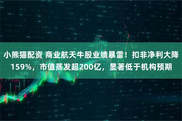 小熊猫配资 商业航天牛股业绩暴雷！扣非净利大降159%，市值蒸发超200亿，显著低于机构预期